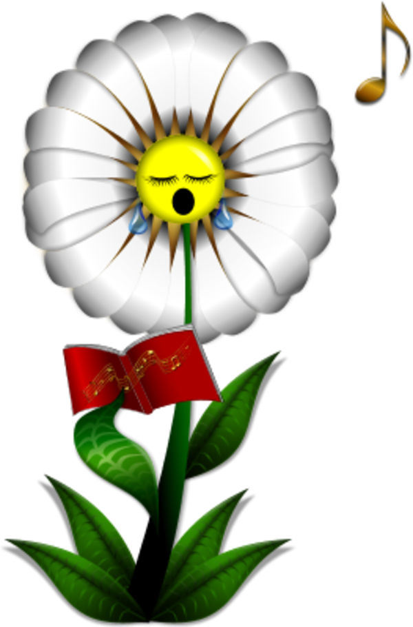 Singing Daisy Flower - vector Clip Art