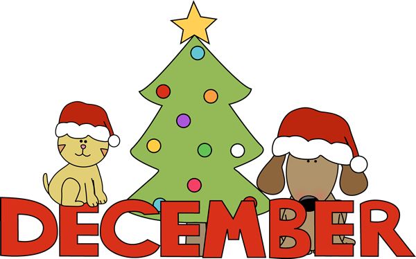 Month of December Christmas Pets | Month Clip Art | Pinterest