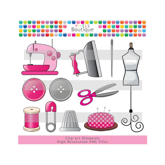 Pink Sewing Clipart No. 070b 11 PNG Files by PixelsBoutique