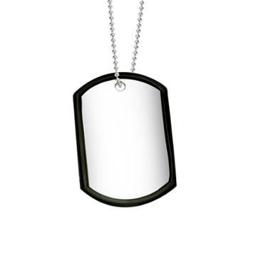 Stainless Steel Dog Tag Pendant with Black Outline - LeatherUp ...