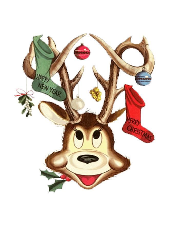 Reindeer Antlers And Christmas Stockings Greeting Cards by Tracey ...