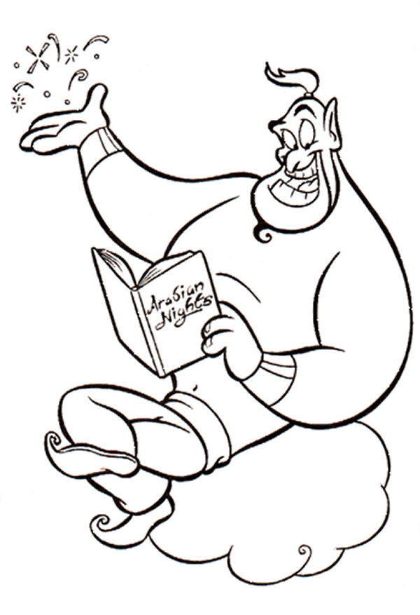 The Genie Look As A Waiter Coloring Pages - Aladdin Cartoon ...