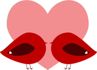 Red Valentine Love Birds Clip Art - Red Valentine Love Birds Image