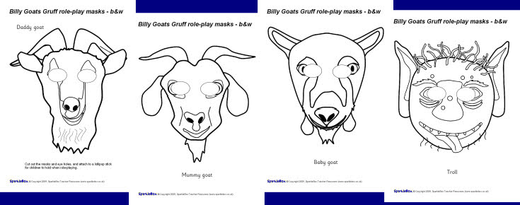 Billy Goats Gruff role-play masks - black and white (SB2277 ...