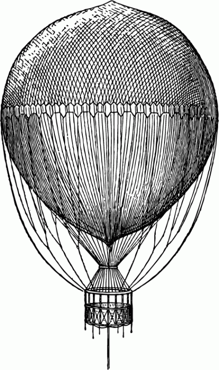 Old Steampunk Hot Air Balloon Drawing - Click for larger printable ...
