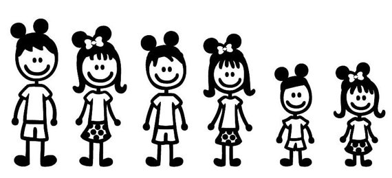 Disney Stick Figure Family set of 3 by SweetSerendipityShop