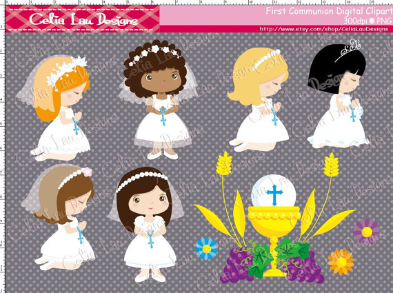 Girl First Communion Clipart / girl 1st by CeliaLauDesigns on Etsy