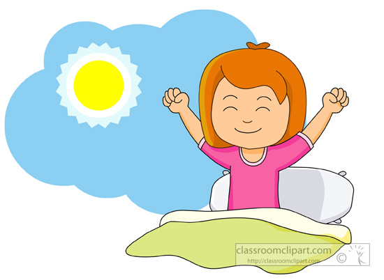 Children : girl-waking-up-and-stretching-in-the-morning ...