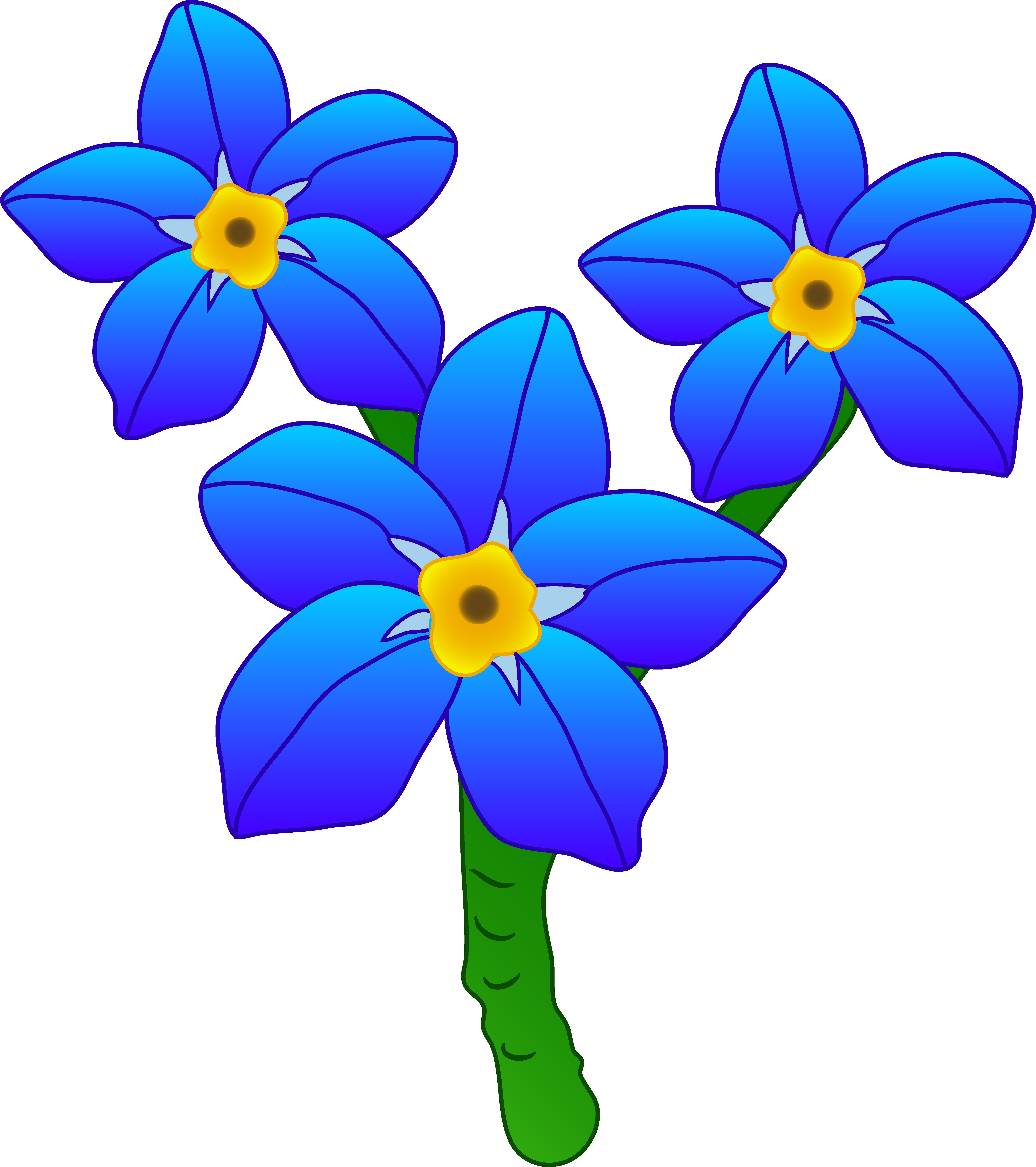 Three Forget Me Not Flowers - Free Clip Art