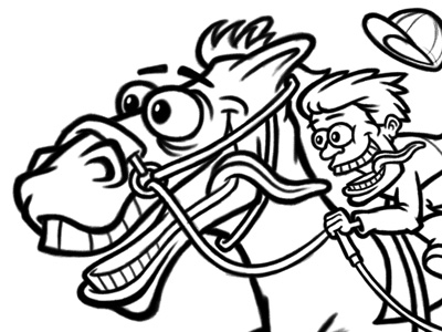 Dribbble - Cartoon Racing Horse & Jockey Sketch Cleanup by George ...