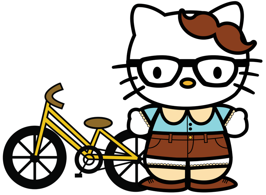 Hello Kitty Hipster with Fixie Bike Clipart - fixie bike, glasses ...