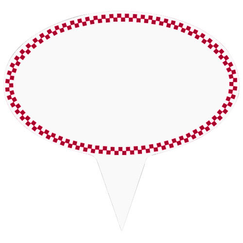 Oval Write On Deli Sign Spear with Red Checkered Border
