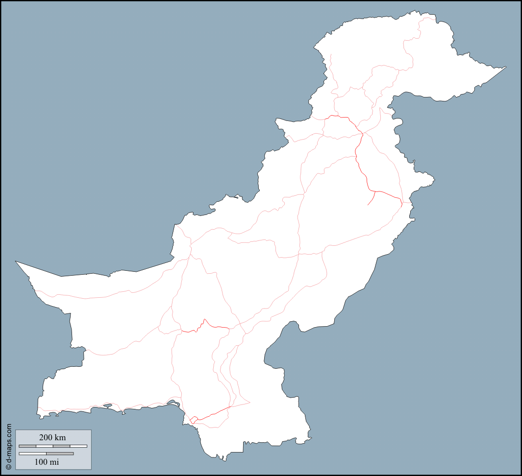 Pakistan: free map, free blank map, free outline map, free base ...