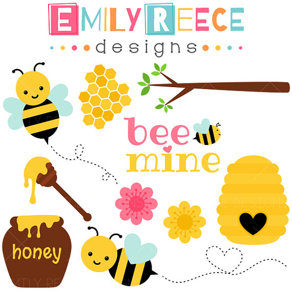 DOLLAR SALE Bee Honey Spring Flower Cute Clip Art - Commercial Use ...