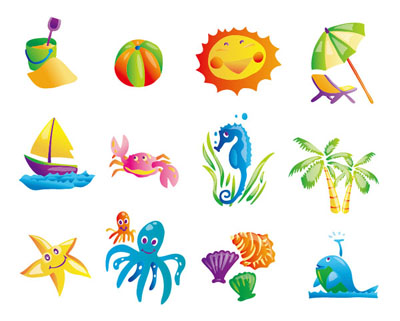Sunny Beach element vector material - Icon