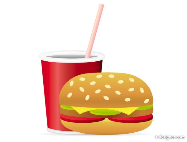 4-Designer | Vector cartoon fast food 02 vector material