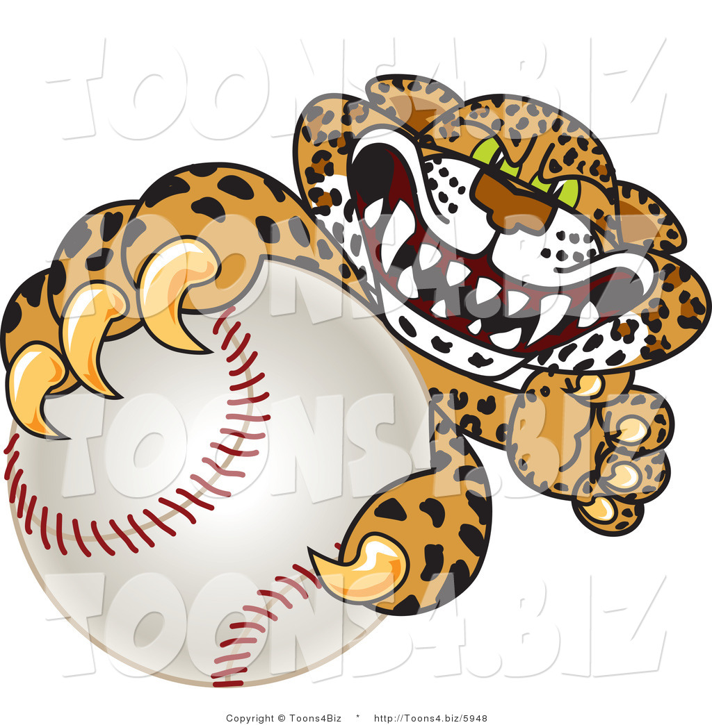 Vector Illustration of a Cartoon Cheetah Mascot Grabbing a ...