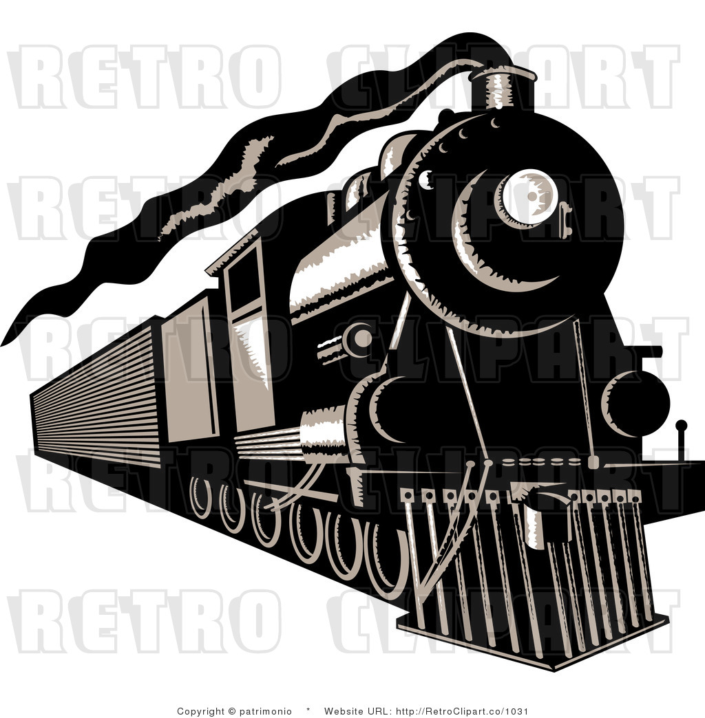 Royalty Free Retro Black and White Steam Train by patrimonio - #1031