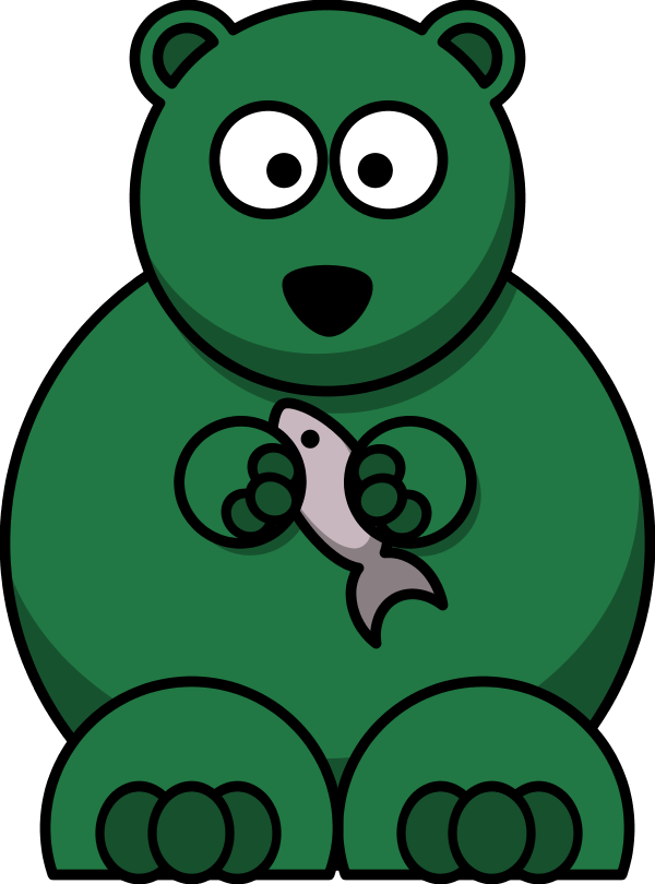 bear holding a fish comic - vector Clip Art