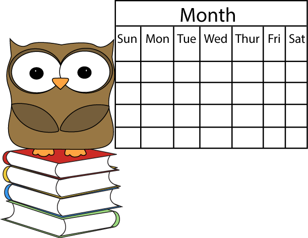 Owl and Calendar Clip Art - Owl and Calendar Image