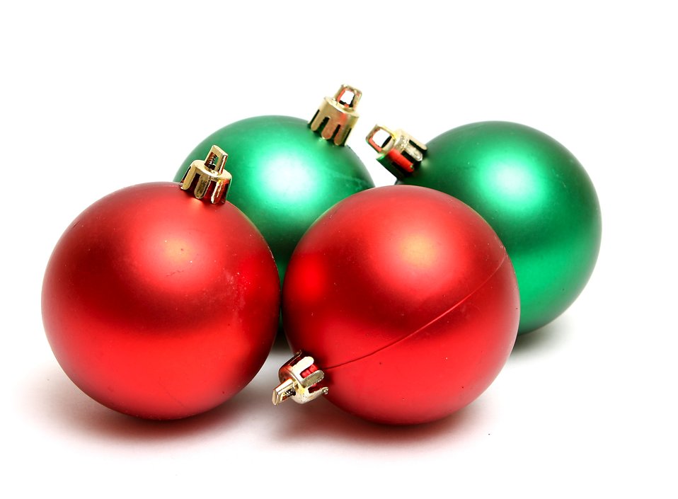 Free Stock Photos | Red and green Christmas ornaments isolated on ...