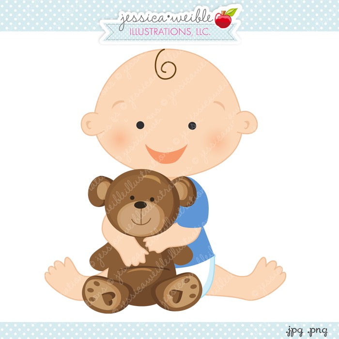 Girl Baby with Bear - JW Illustrations