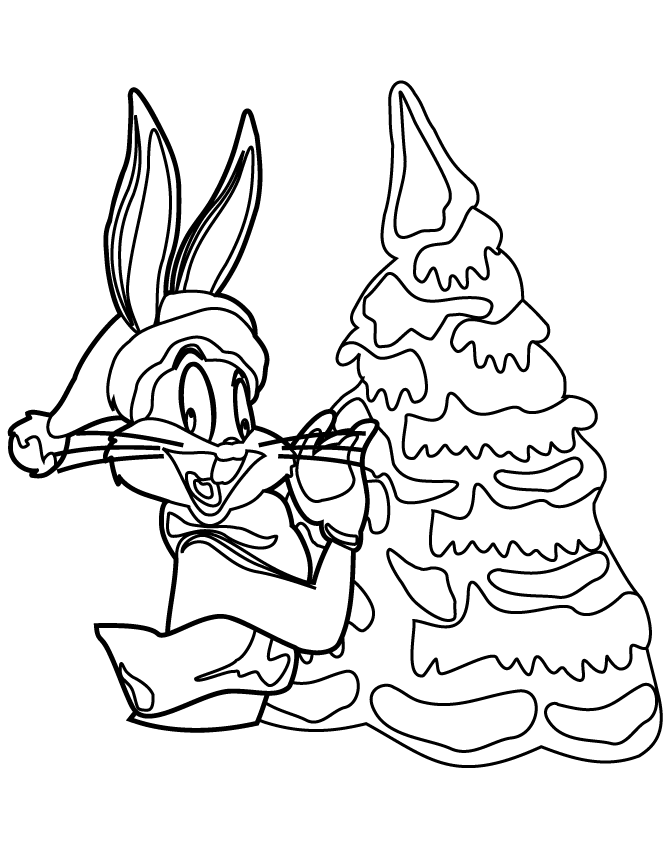 Bugs Bunny Christmas Coloring Page | HM Coloring Pages