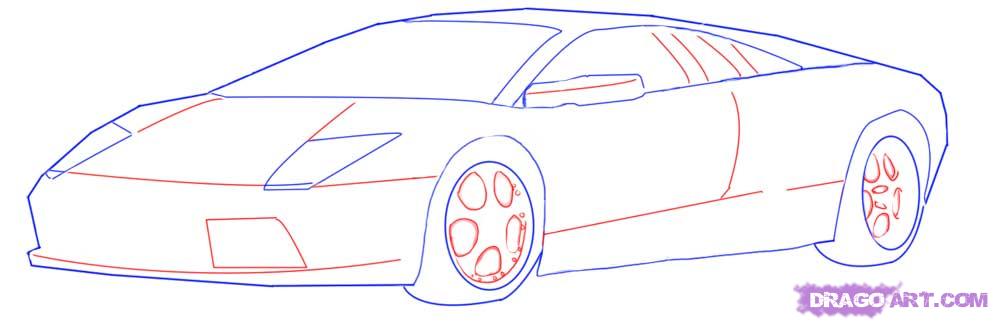 How To Draw A Lamborghini, Step by Step, Cars, Draw Cars Online ...