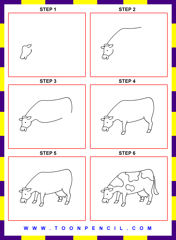 209-Learn How to draw a Cow for kids, step by step, kids Cow ...