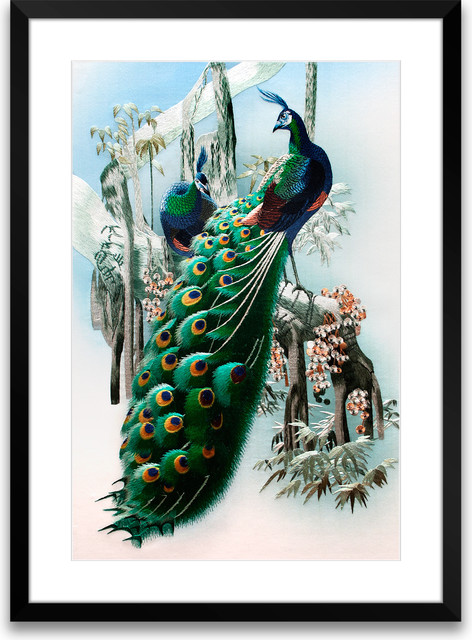 Two Peacocks - Hand Designed Silk Art, Silk Embroidery - Asian ...