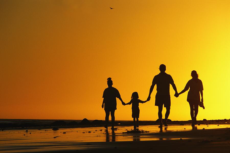 Silhouette Family Holding Hands Photos