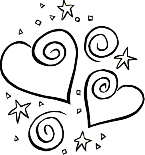 Stars And Heart Valentine Coloring Page - Valentine Coloring pages ...
