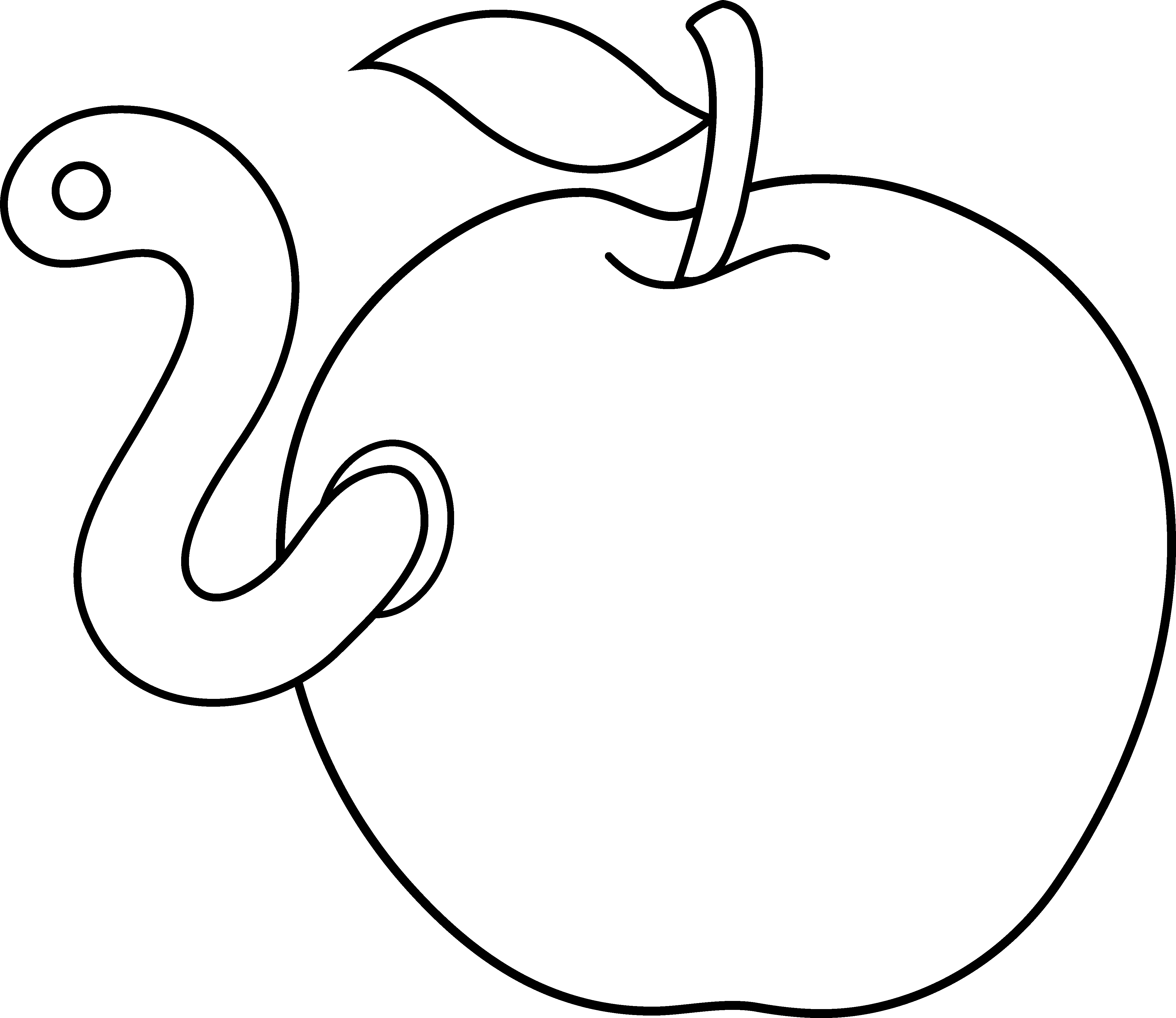 Worm in Apple Coloring Page - Free Clip Art