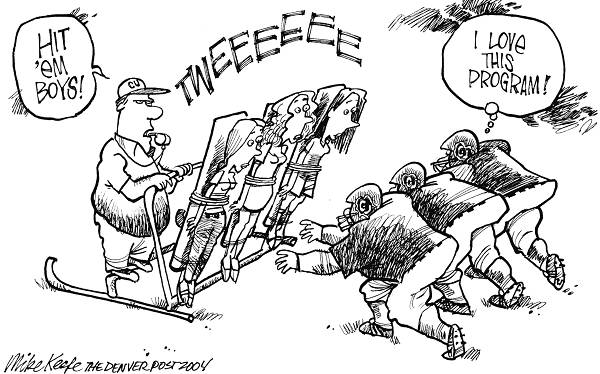 CU Football Program - Mike Keefe Political Cartoon, 01/31/2004