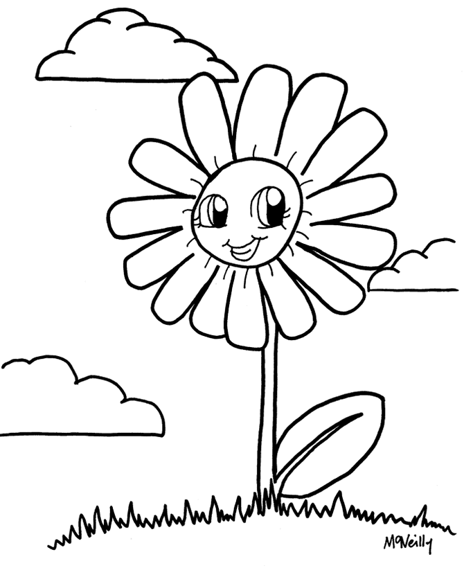 Anime Coloring Pages | Smiling Flower Anime Coloring Page and Kids ...