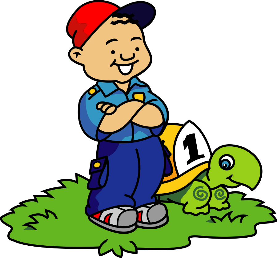 Boy and Turtle small clipart 300pixel size, free design