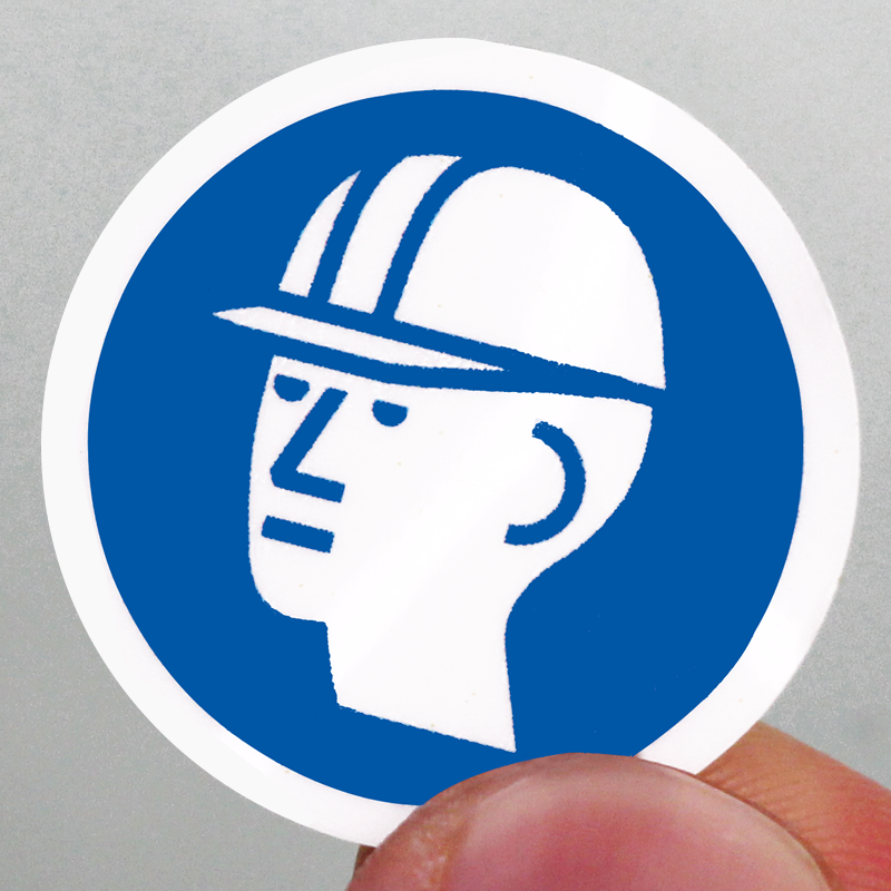 ISO M014 - Wear Hard Hat Symbol Label, SKU: LB-