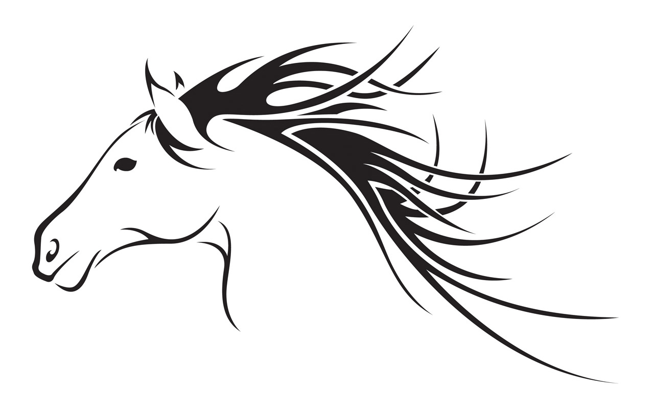horse head clip art black and white - photo #26