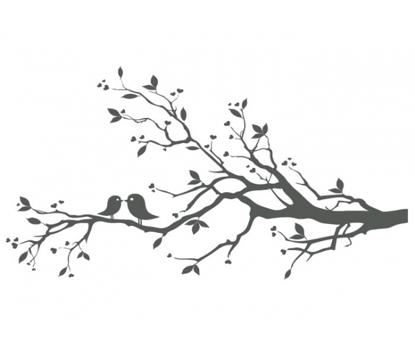 Love Birds On Branch X image - vector clip art online, royalty ...