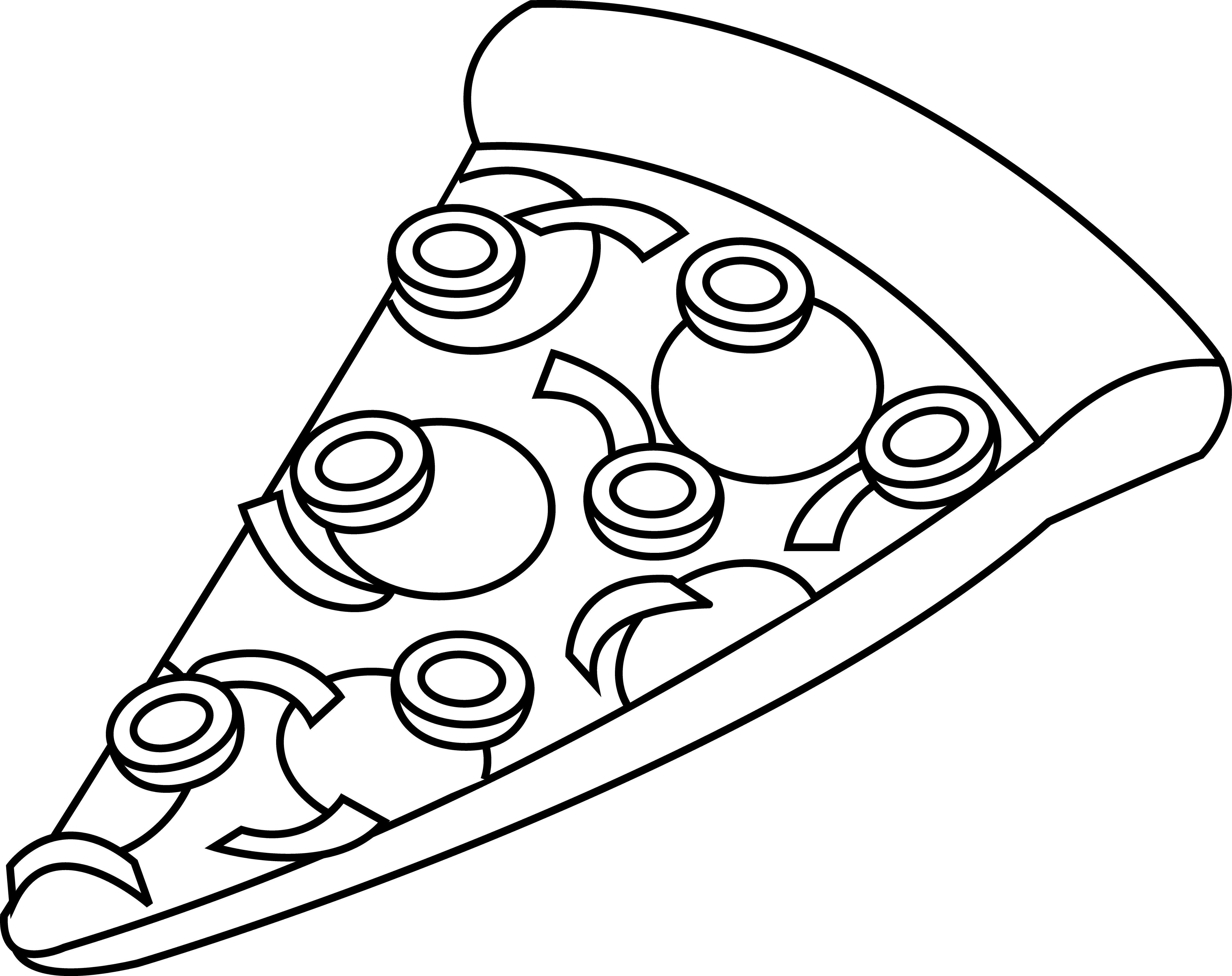 Line Art of a Slice of Pizza - Free Clip Art