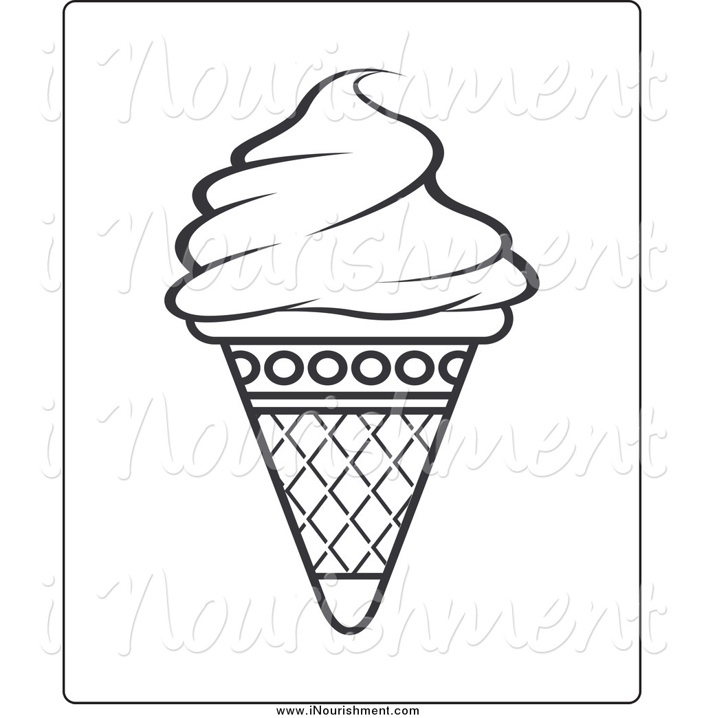 Clipart of a Black and White Ice Cream Cone by Lal Perera - #3700