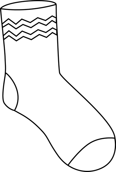 Black and White Funky Sock Clip Art - Black and White Funky Sock Image