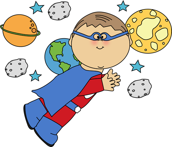 Superhero Boy Flying In Space Clip Art - Superhero Boy Flying Image