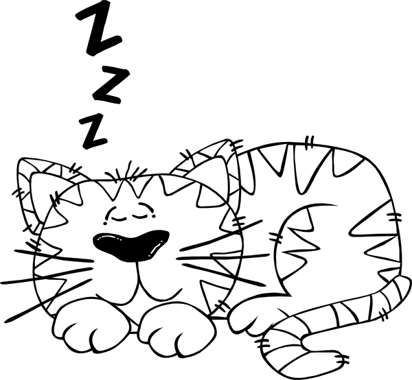 Cartoon Cat Sleeping Outline clip art Free Vector / 4Vector