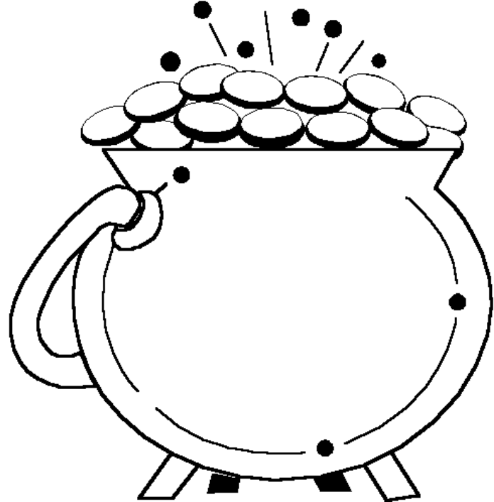 Pot Of Gold, Harp And Leprechaun Hat Coloring Pages - Holiday ...