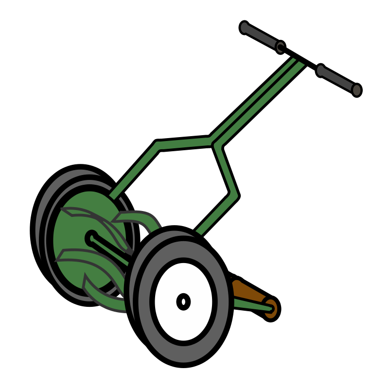 Cartoon Push Reel Lawn Mower Free Vector / 4Vector