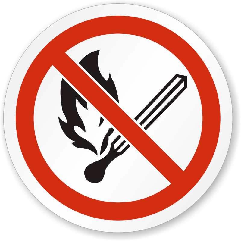 No Open Flame, Fire, Open Ignition Source And Smoking ISO Sign ...