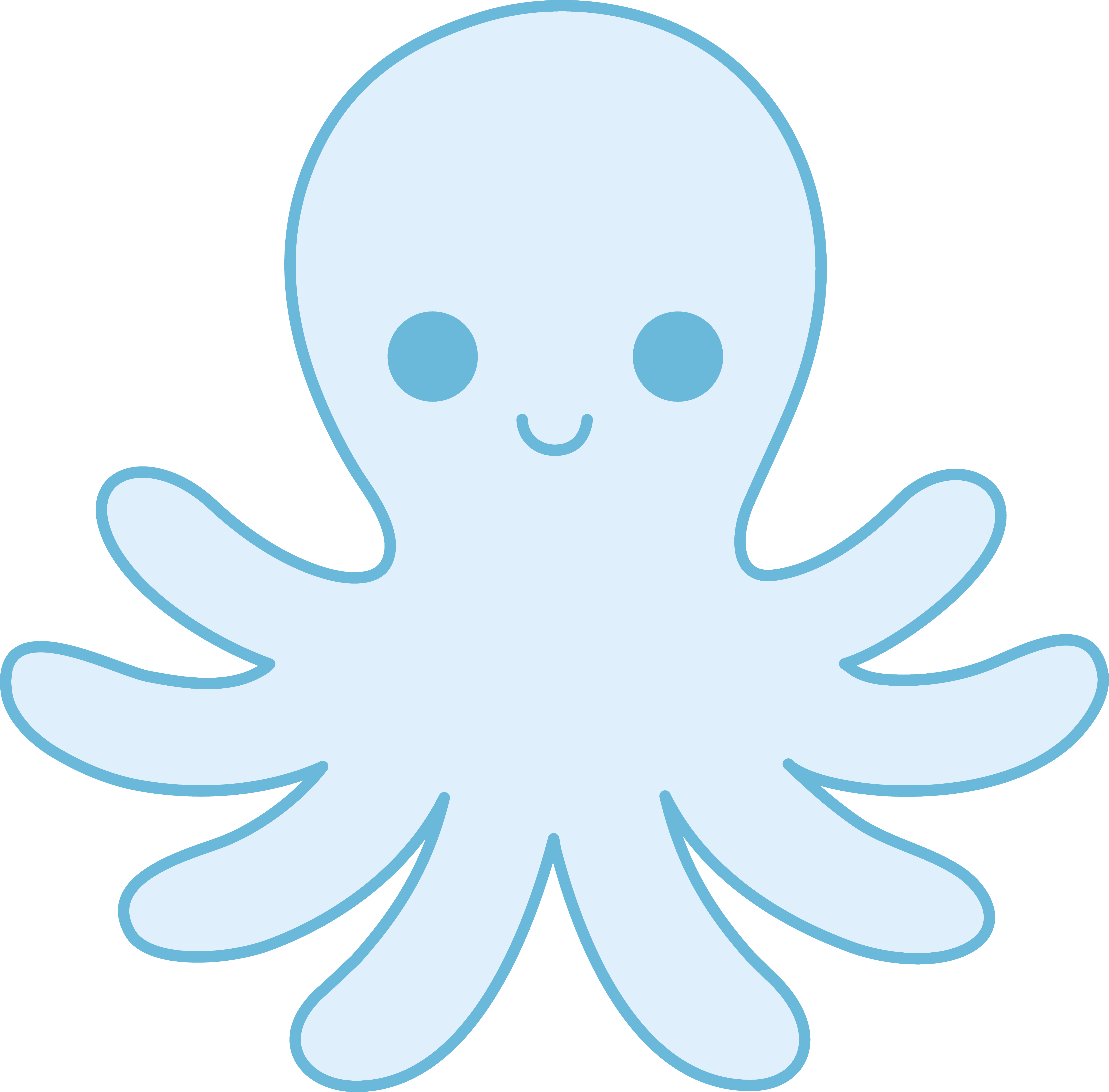 Cute Blue Octopus - Free Clip Art