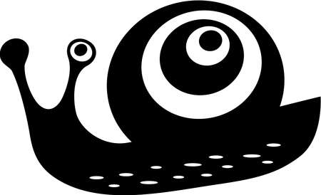 Stock Illustration - A black and white drawing of a snail