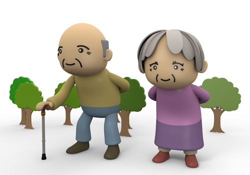 Elderly couple | Trees | smile | Free Stock Illustration